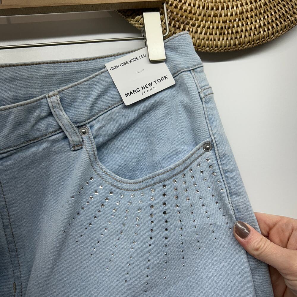 NEW Marc New York High Rise Wide Leg Jeans Plus Size 16 Rhinestone High Waist - Picture 5 of 7